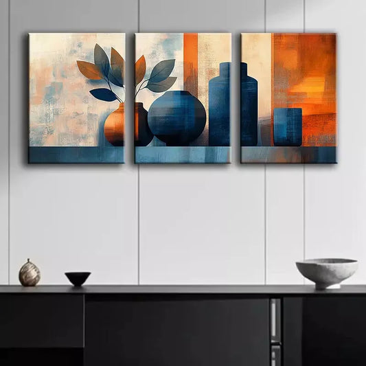 3pcs Abstract Vase Canvas Framed 40x60cm - High Quality Print 100% Australian Made Wall Canvas Ready to Hang