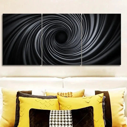 3pcs Black Hole Tunnel Design Wall Art Set Canvas Framed 40x60cm - High Quality Print 100% Australian Made Wall Canvas Ready to Hang