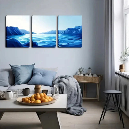 3pcs Blue Sky And White Cloud Ocean, Wall Art Set Canvas Framed 40x60cm - High Quality Print 100% Australian Made Wall Canvas Ready to Hang