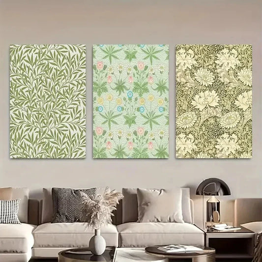 3pcs William Morris Floral and Leaf Patterns Metal Print Ready to Hang Art