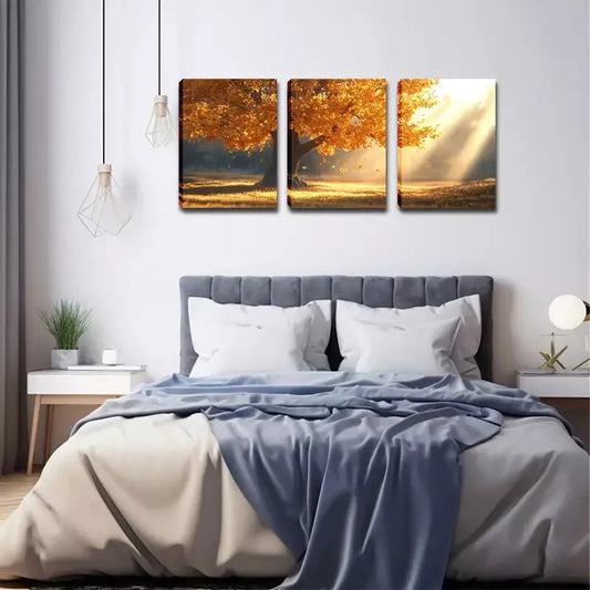 3pcs A Magnificent Tree In The Sun, Wall Art Set Canvas Framed 40x60cm - High Quality Print 100% Australian Made Wall Canvas Ready to Hang