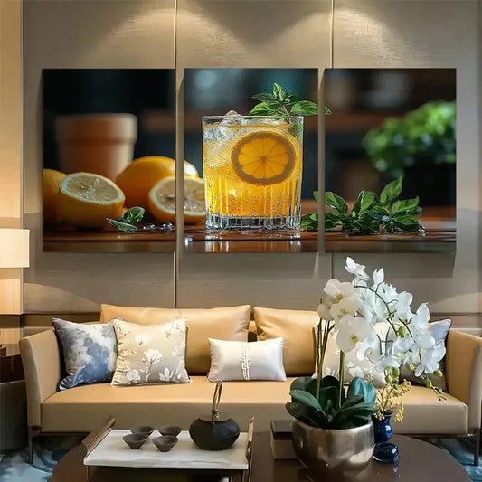 3pcs Summer Lemonade Kitchen Aesthetic Metal Print Ready to Hang Art