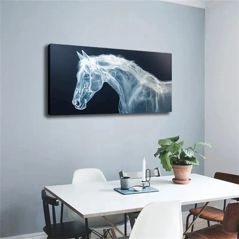Horse Head with Smoke-like Wall Art Canvas Office Home Room Framed 120x60cm