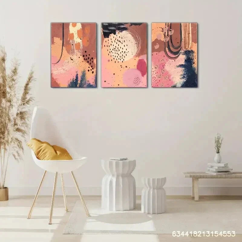 3pcs Modern Abstract Art Minimalist Style Metal Print Ready to Hang Art
