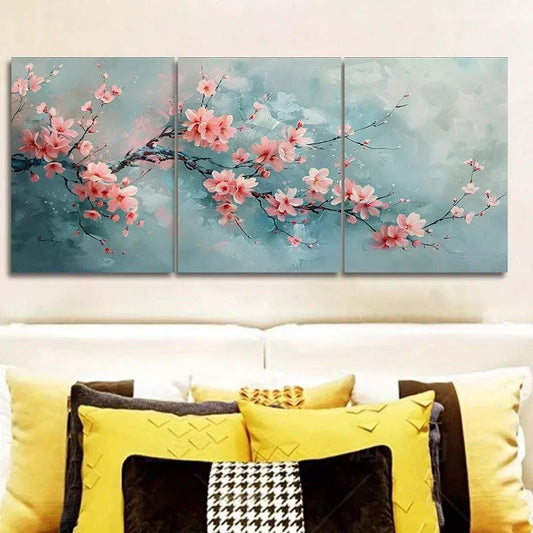 3pcs Cherry Tree Flowers Nature Wall Art Set Canvas Framed 40x60cm - High Quality Print 100% Australian Made Wall Canvas Ready to Hang