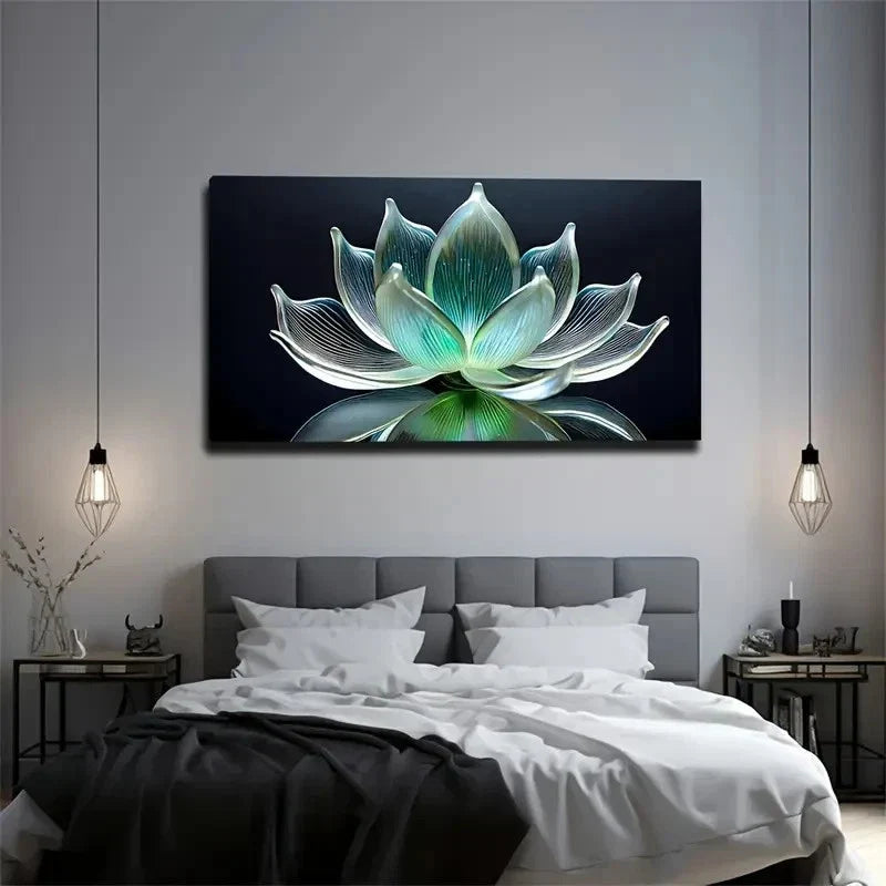 Transparent For Lotus Wall Art Canvas Office Home Room Framed 80x45cm
