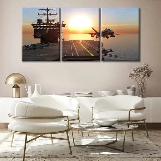 3pcs Aviation Military Aircraft Poster Metal Print Ready to Hang Art