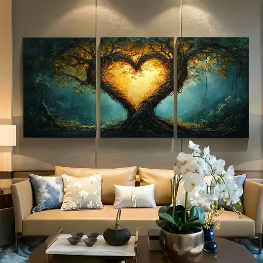 3pcs Enchanted Tree Heart Metal Print Ready to Hang Art