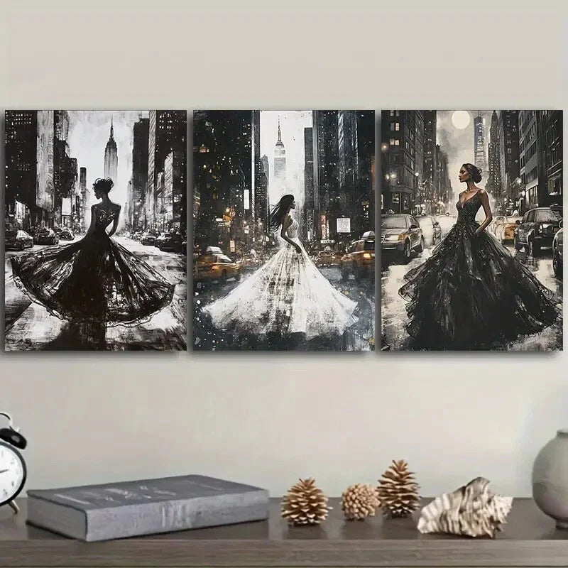 3pcs A model Luxurious Art Painting Metal Print Ready to Hang Art