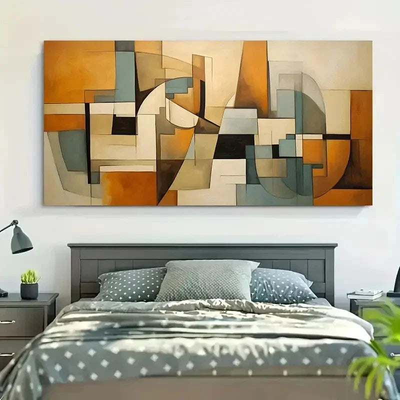 Features Colourful Geometric Wall Art Canvas Office Home Room Framed 120x60cm