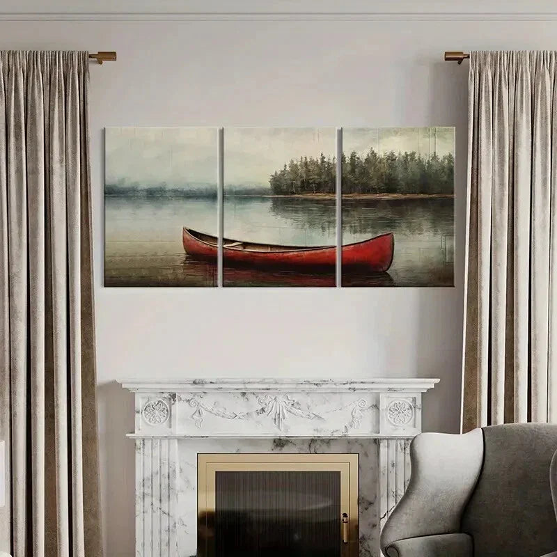 3pcs Serene Canoe Metal Print Ready to Hang Art