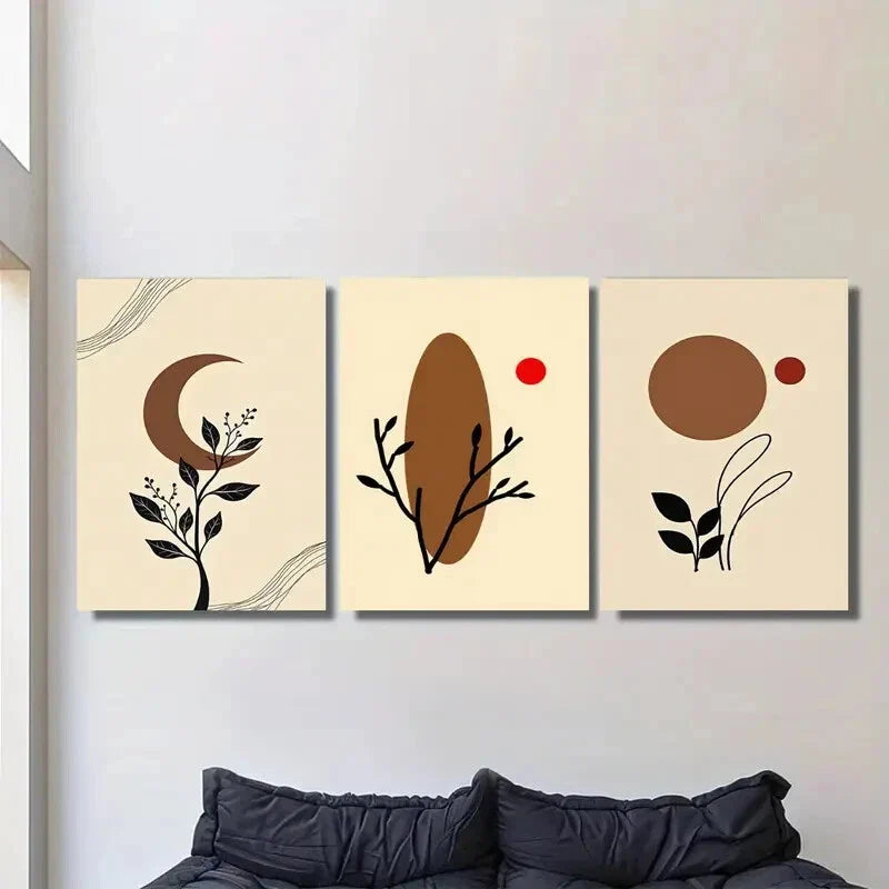 3pcs Modern Abstract Nature Inspired Design Metal Print Ready to Hang Art
