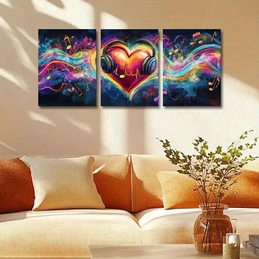 3pcs Mind Listening to Music Design Metal Print Ready to Hang Art