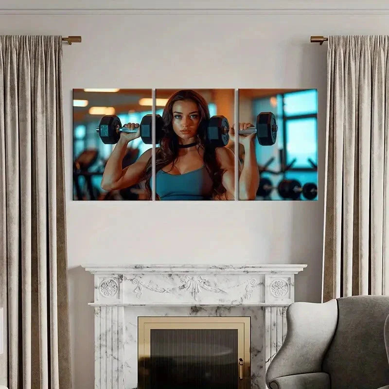 3pcs Strong Woman, Fitness, Healthy Lifestyle Metal Print Ready to Hang Art