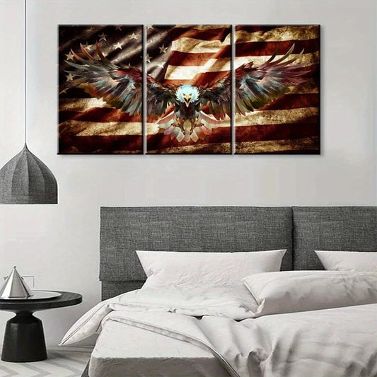 3pcs American Independence Day Bald Painting Metal Print Ready to Hang Art