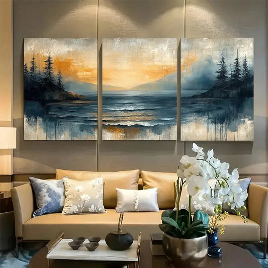 3pcs Abstract Modern Neutral Nature Metal Print Ready to Hang Art