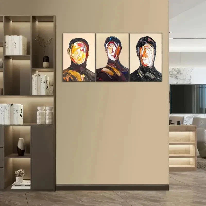 3pcs Abstract Portrait Posters Oil Painting Metal Print Ready to Hang Art