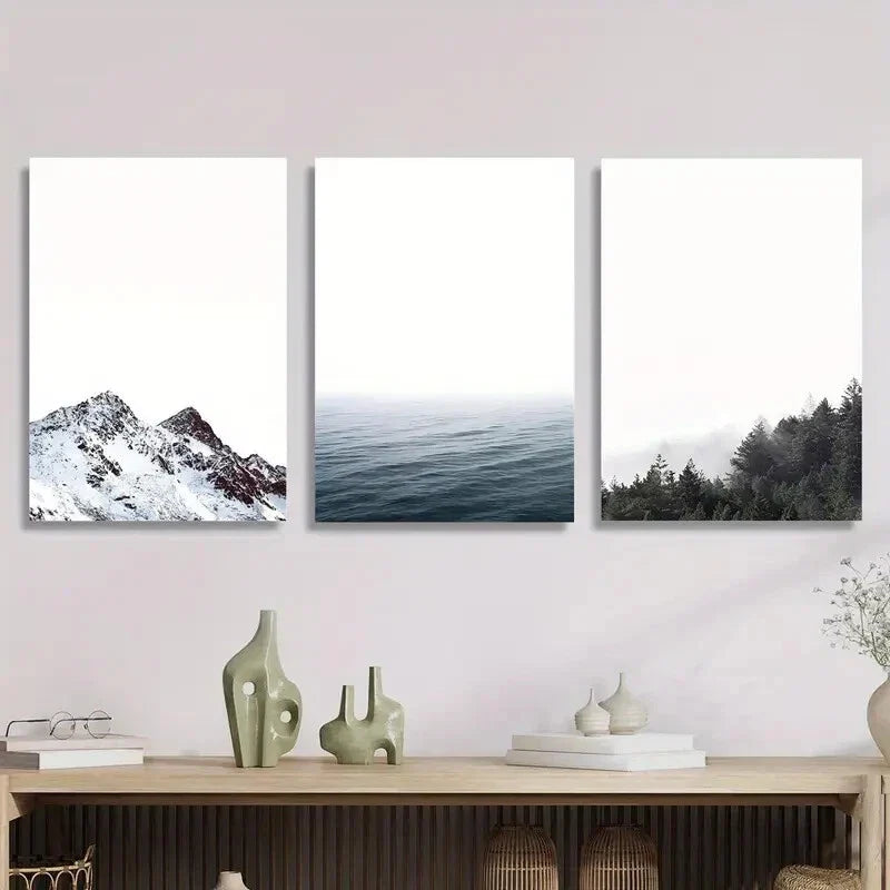 3pcs simple Nordic mountain prints Metal Print Ready to Hang Art