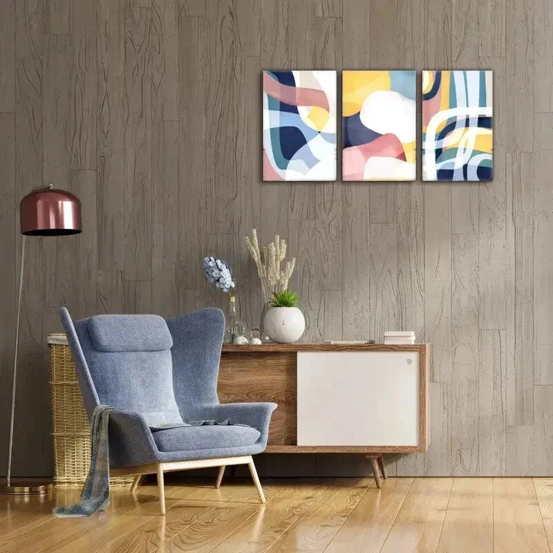 3pcs Colorful geometric pattern decorative Metal Print Ready to Hang Art