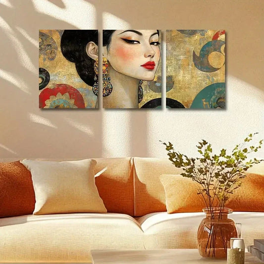 3pcs Elegant Women in Tang Dynasty Metal Print Ready to Hang Art