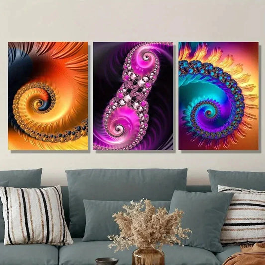 3pcs ,Abstract Swirl Prints Metal Print Ready to Hang Art