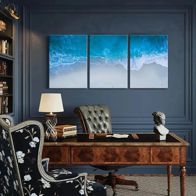 3pcs Vibrant Ocean Wave Scenery Metal Print Ready to Hang Art