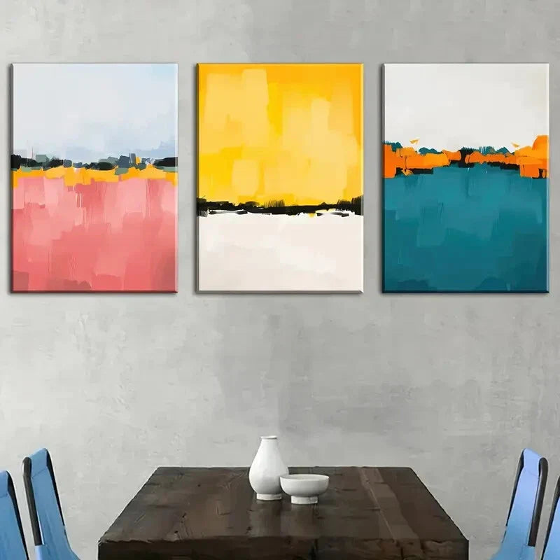 3pcs Blue Sky, White Clouds, Sunrise Seascape Metal Print Ready to Hang Art