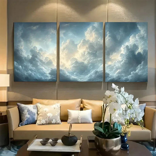 3pcs Big Cloudy Sky Moody Design Metal Print Ready to Hang Art
