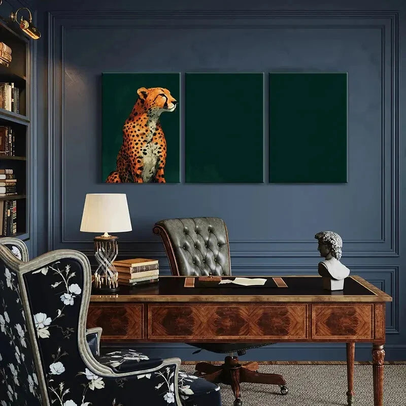 3pcs Leopard Profile Abstract Wildlife Metal Print Ready to Hang Art