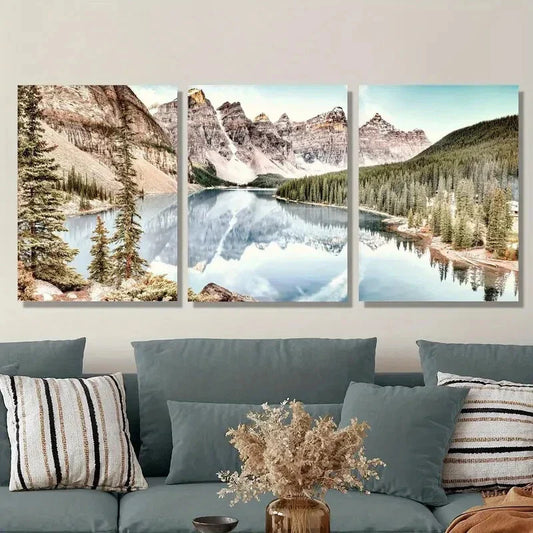 3pcs Canada Banff National Park Nordic Mountain Metal Print Ready to Hang Art