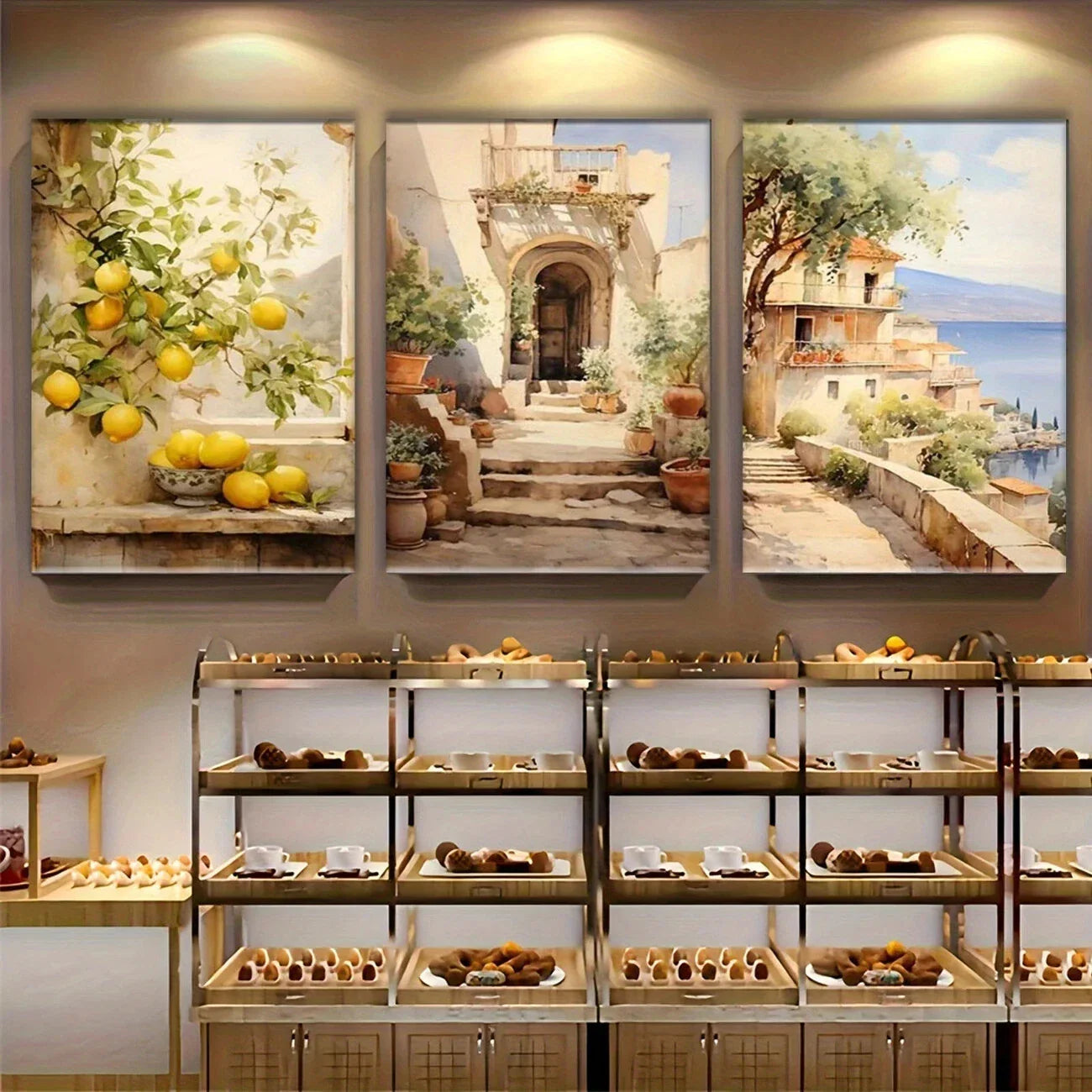 3pcs Painting Vintage Italian Lemon Plant Metal Print Ready to Hang Art