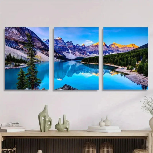 3pcs Classic Modern Art Deco Landscape Metal Print Ready to Hang Art