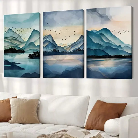 3pcs Abstract Mountain Canvas Framed 40x60cm - High Quality Print 100% Australian Made Wall Canvas Ready to Hang
