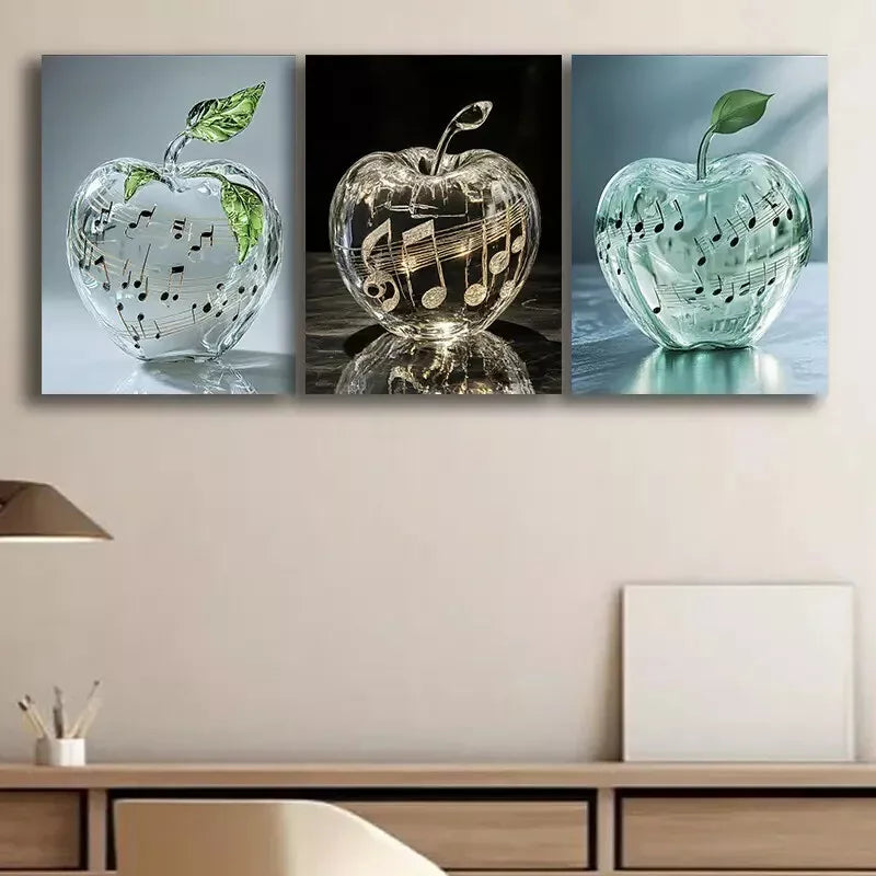 3pcs Notes Apple Canvas Framed 40x60cm - High Quality Print 100% Australian Made Wall Canvas Ready to Hang