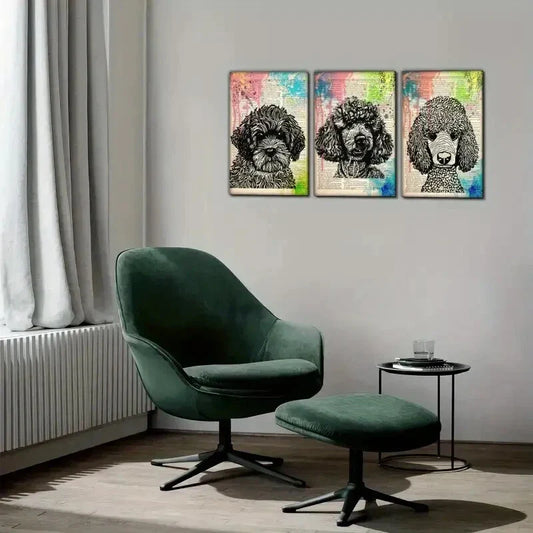 3pcs Artistic Accent Animal Puppy Cute Animal Dog Metal Print Ready to Hang Art