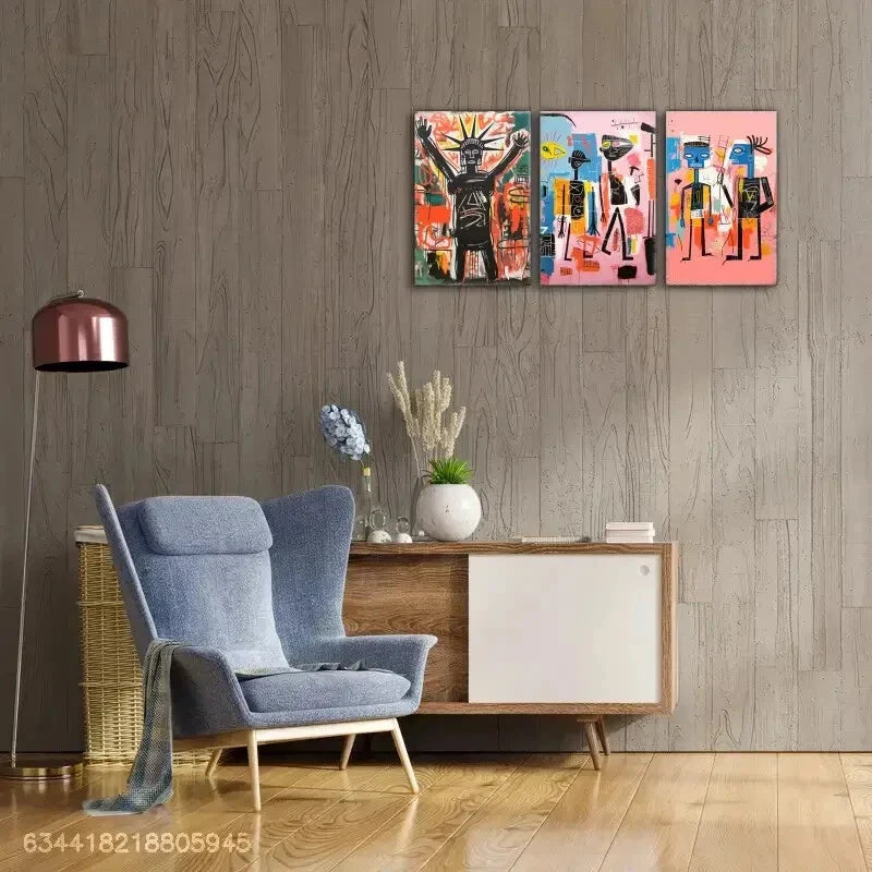 3pcs Tribal Hunt Art, Morning Walk Figure Art Metal Print Ready to Hang Art