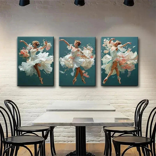 3pcs Elegant Ballet Dance Graceful Perfect Wall Art Set Canvas Framed 40x60cm - High Quality Print 100% Australian Made Wall Canvas Ready to Hang