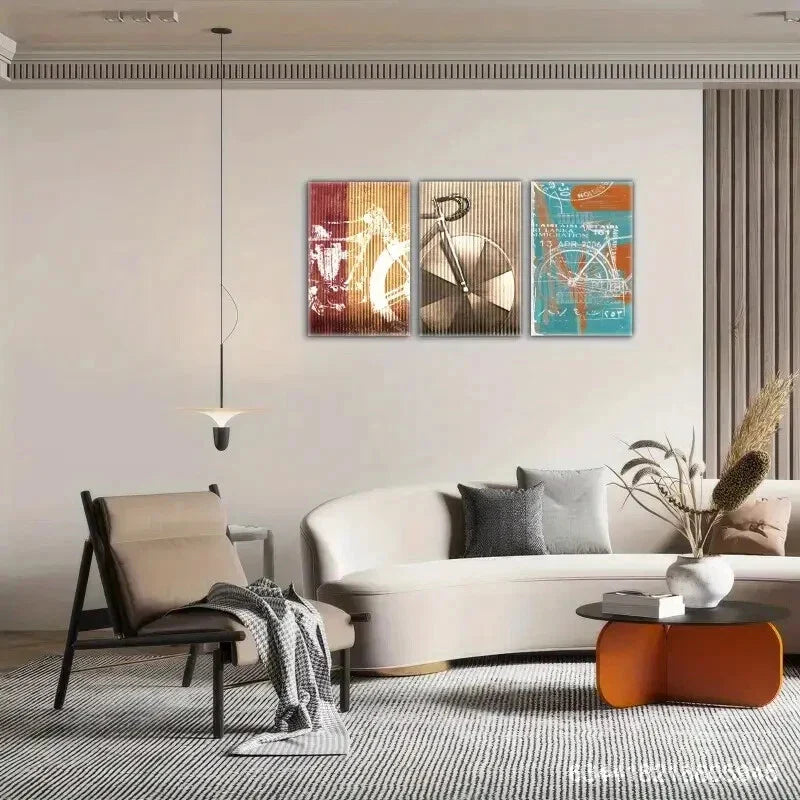 3pcs Golden Embrace, Cool Paint Colors,Abstract Metal Print Ready to Hang Art