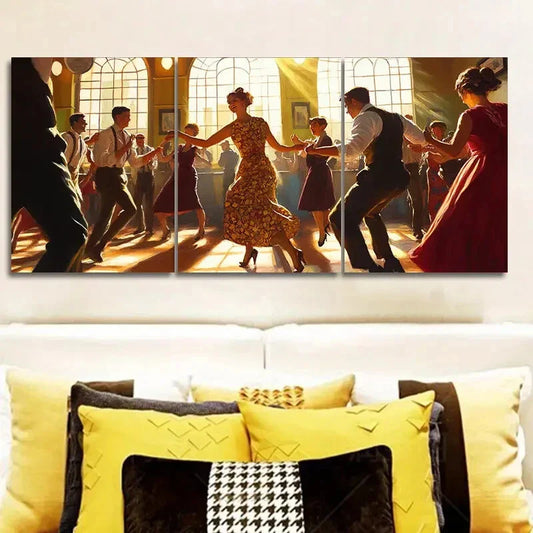 3pcs A picture of people dancing in the middle Wall Art Set Canvas Framed 40x60cm - High Quality Print 100% Australian Made Wall Canvas Ready to Hang