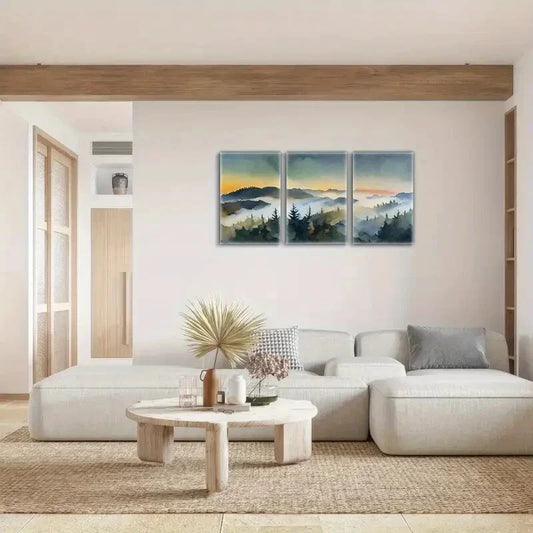 3pcs Mountains Forests Cloud Seas Scenery Metal Print Ready to Hang Art