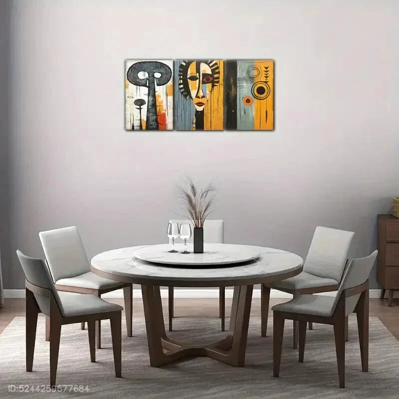 3pcs African American Abstract Art Style Poster Metal Print Ready to Hang Art