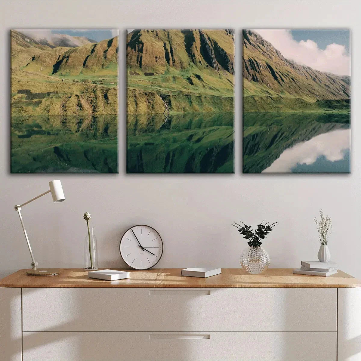 3pcs Mountain Lake Reflection Metal Print Ready to Hang Art