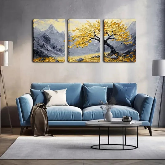 3pcs Rustic Mountain Landscape Triptych Wall Art Set Canvas Framed 40x60cm - High Quality Print 100% Australian Made Wall Canvas Ready to Hang