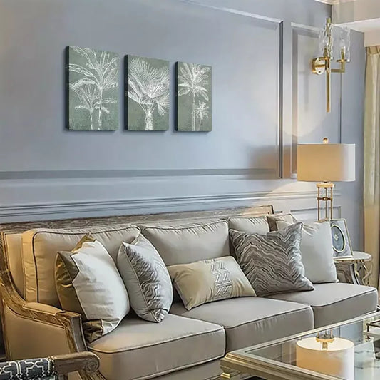 3pcs Tropical Palm & Banana Leaves Canvas Framed 40x60cm - High Quality Print 100% Australian Made Wall Canvas Ready to Hang