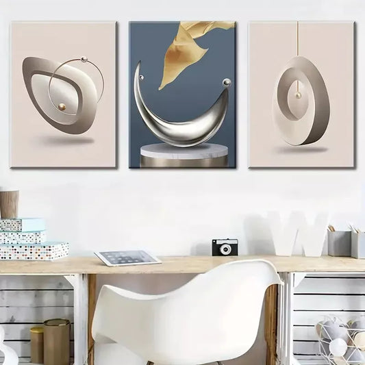 3pcs light luxury three-dimensional geometric Wall Art Set Canvas Framed 40x60cm - High Quality Print 100% Australian Made Wall Canvas Ready to Hang
