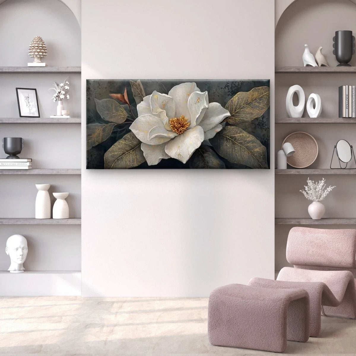 Enchanting Peony Flower Wall Art Canvas Office Home Room Framed 80x45cm