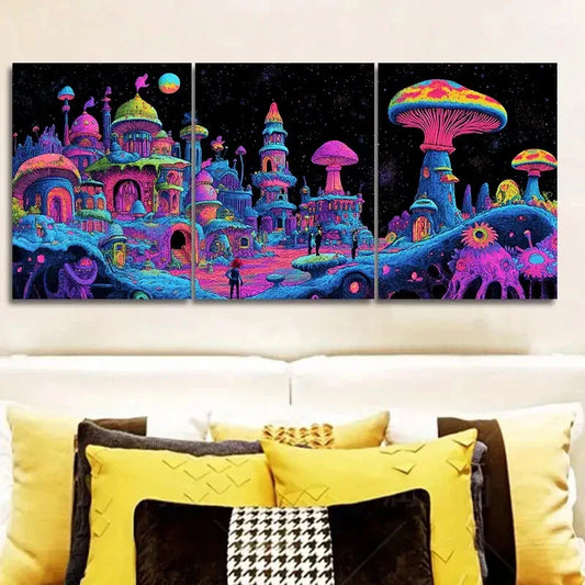 3pcs "Strange Place (3)" Wall Art Set Canvas Framed 40x60cm - High Quality Print 100% Australian Made Wall Canvas Ready to Hang