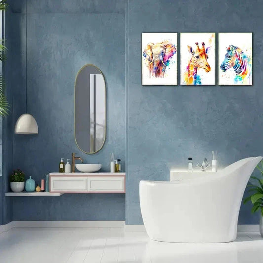 3pcs Animals in The Forest Colorful Decoration Metal Print Ready to Hang Art