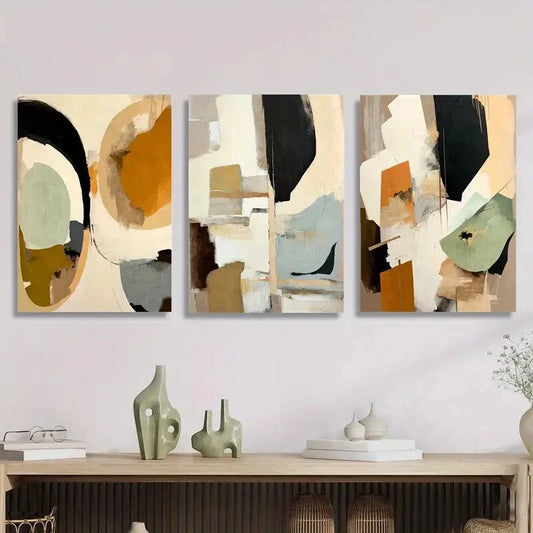 3pcs Modern Abstract Color Block Metal Print Ready to Hang Art