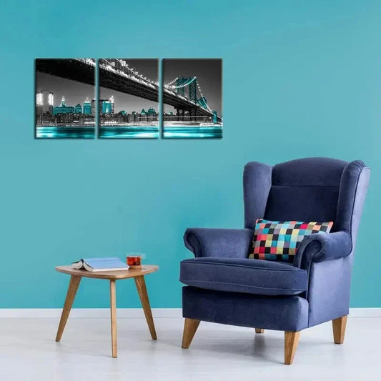 3pcs New York City Night Skyline Metal Print Ready to Hang Art